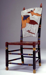 hand painted and incised wood chair