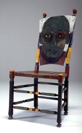 hand painted and incised wood chair